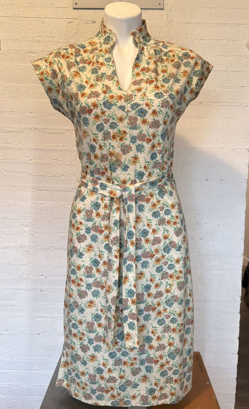 Vintage 1970s Huk-A-Poo Sportswear Floral Cotton-Blend Dress M Boho Cottagecore